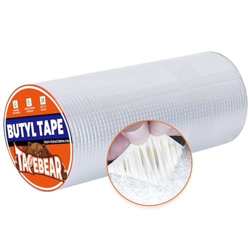 TAPEBEAR Butyl Tape 12inch x16feet, Aluminum Duct Sealing Tape Waterproof Sealant Repair Tape for RV Roof, Boat and Pipe Sealing, Glass & EDPM Roof Leak Patching - size: 12inch x16feet