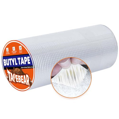 TAPEBEAR Butyl Tape 12inch x16feet, Aluminum Duct Sealing Tape Waterproof Sealant Repair Tape for RV Roof, Boat and Pipe Sealing, Glass & EDPM Roof Leak Patching - size: 12inch x16feet