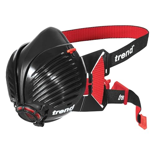 Trend Air Stealth Dust Mask, Half Mask with Replaceable Twin HEPAC Filters for Woodworking, Building & Construction Work, Medium/Large, STEALTH/ML