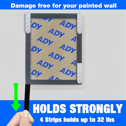 ADY Removable Double Sided Tape Heavy Duty 40 Pack, Picture Hanging Strips Damage Free for Wall, Refill Adhesive Strips for Rent Room, Foam Adhesive Mounting Tape for Decor, Poster - size: L-0.75in x 3.75in