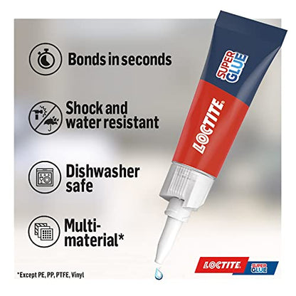 Loctite Universal, Strong All Purpose Super Glue for Repairs, Clear Glue Liquid for Various Materials, Easy to Use Instant Super Glue, 2 x 3g