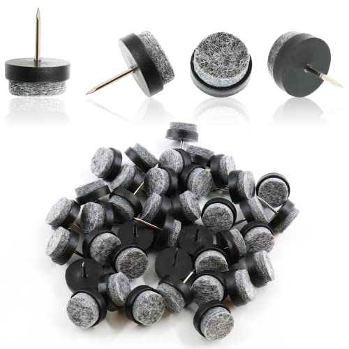40 PCS Nail On Felt Pads for Chair Legs, 18mm Furniture Glides Chair Feet Protectors, Nail Furniture Sliders Table Felt Feet Plastic Chair Glides for Wood Floors (Black) - size: 18mm - Black