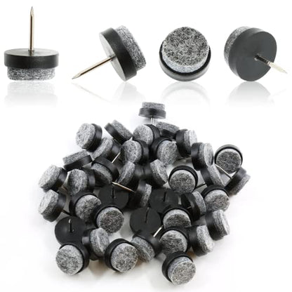 40 PCS Nail On Felt Pads for Chair Legs, 20mm Furniture Glides Chair Feet Protectors, Nail Furniture Sliders Table Felt Feet Plastic Chair Glides for Wood Floors (Black) - size: 20mm - Black