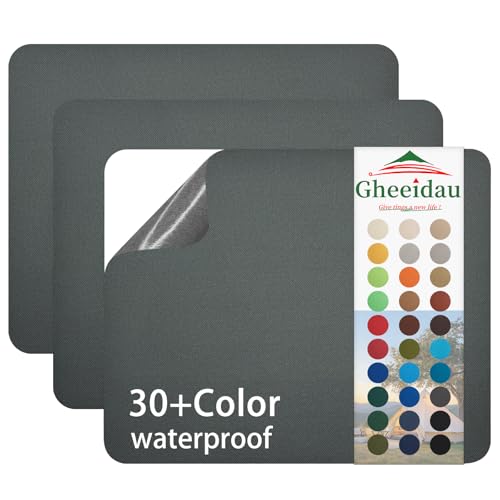 Gheeidau Canvas Repair Patch 9×11 Inch 3Pcs Waterproof Self-Adhesive Fabric Repair Patch for Tents,Boat Cover,Pop Up Canopy,Patio,Bags,Car Seats,Sofas,Furniture Cover(Dark Grey) - color: Dark Grey, size: 9"×11"×3PCS