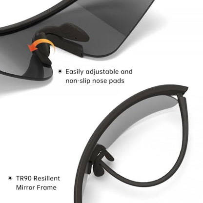 Polarized Protective safety Sunglasses UV400, Lightweight Wraparound Shooting Sports Glasses for Men Women - color: Matte Black