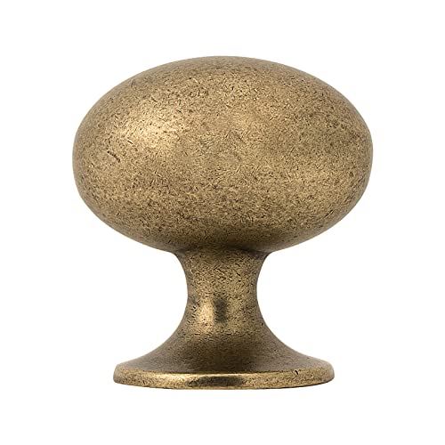 HARPOON Cabinet Hardware Knobs Round Furniture Mushroom Knob - 1.4 Inch 10 Pack Antique Brass - color: Antique Brass