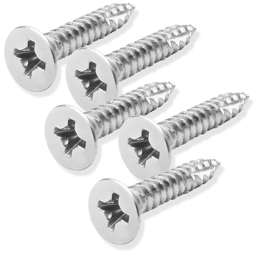Cauldham Chrome Wood Screws #9 x 1 Inch for Door Hinges - 25 Pack - color: Chrome