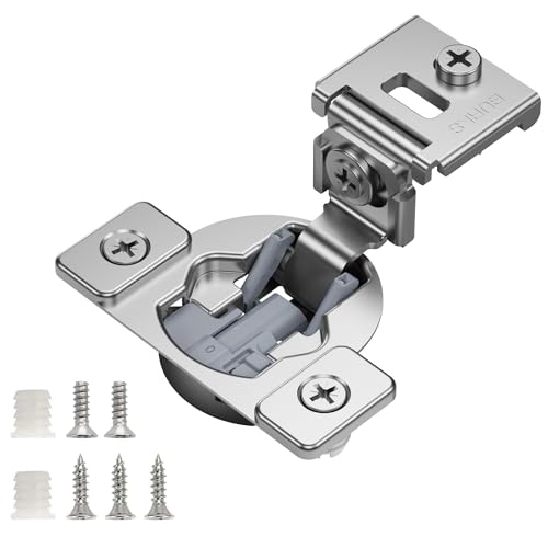 Burks Hinges 4 Pack 1 13/32'' Overlay Soft Close Hinges for Kitchen Cabinets Anti-Rust Self Closing Concealed Hinges Installation Instruction and Screws Included - size: 1 13/32'' Overlay
