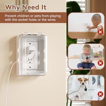 EUDEMON 1 Pack Updated Baby Safety Electrical Outlet Cover Box Childproof Plug Cover - More Space for Large Plugs Easy to Install & Use (Transparent) - color: Transparent
