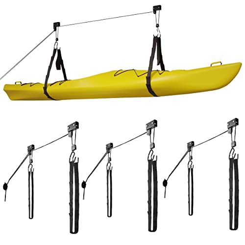 RAD Sportz Kayak Storage Hoist - Overhead Pulley System with 125lb Capacity for Canoes, Bikes, Ladders, and More - for up to 12-Foot Ceilings - size: 4 pack