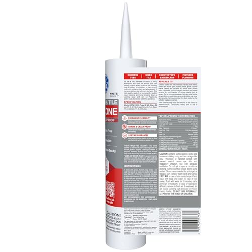 GE Silicone 1 Tub & Tile, White, 10.1 fl oz Cartridge, Pack of 1 - color: White, size: 1 Pack