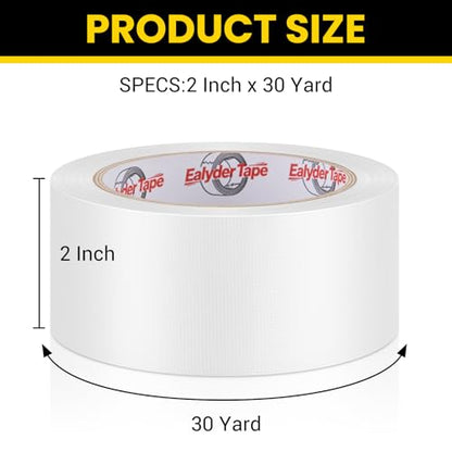 Professional Heavy-Duty Duct Tape 2 Inches x 30 Yards, 3 Pack Waterproof Cloth Gaffer Tape for Indoor/Outdoor Use, Repairs, Bundling, Sealing & DIY, White - size: White, 3 Rolls - 2In x 30Yd