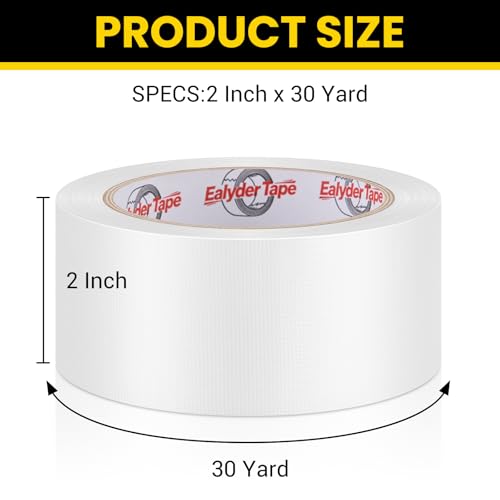 Professional Heavy-Duty Duct Tape 2 Inches x 30 Yards, Waterproof Cloth Gaffer Tape for Indoor/Outdoor Use, Repairs, Bundling, Sealing & DIY, 1 Roll - White - size: White, 1 Roll - 2In x 30Yd