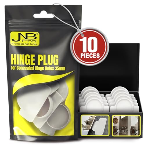 Hinge Plug 10pcs, 35mm - Strong Cover for Wood Holes, Door Cabinet Hole Covers, Conceal,Durable Cabinet Repair Kit for Wood Working Projects, White Color