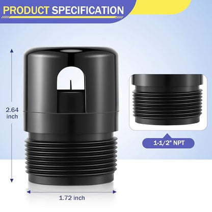 Enhon 1-1/2 Inch NPT ABS In Line Vent, Diaphragm RV Air Admittance Valve for Under Sink Vent with PTFE Thread Seal Tape, Easy to Install(4 Pcs)