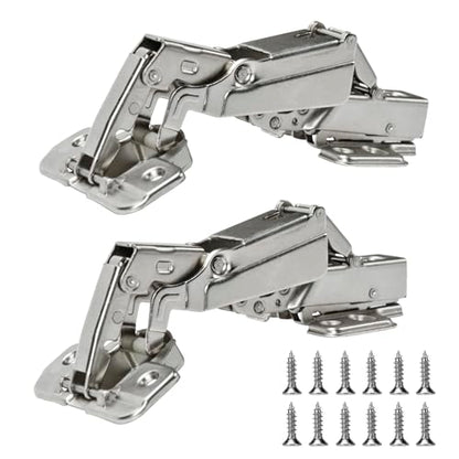 BADALU 175 Degree Kitchen Cabinet Hinges (1 Pair, 2 PCS) Concealed Hydraulic Adjustable Mounting, Soft Closing Nickel-Plated Steel Buffer Dampers for Frameless Cabinet Doors(Detachable Full Overlay) - style: Detachable 175° Full Overlay - 2 Pack