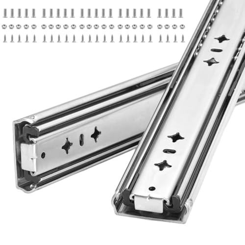 Heavy Duty Drawer Slides, 14 inches 53 mm Width (2.1 inches) Up to 300 lb Load Capacity, Side Mount, 3-Fold Full Extension, Ball Bearing, 1 Pair - size: 14 Inch, style: W 53 MM : 300 LB