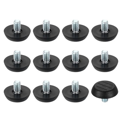 uxcell 12Pcs M8 Thread Furniture Feet Levelers, 24x15mm Adjustable Leveling Table Feet, Screw on Furniture Glide Leveling for Chair Stool Legs, Black - color: Black, size: M8x24x15mm