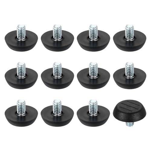 uxcell 12Pcs M8 Thread Furniture Feet Levelers, 24x15mm Adjustable Leveling Table Feet, Screw on Furniture Glide Leveling for Chair Stool Legs, Black - color: Black, size: M8x24x15mm