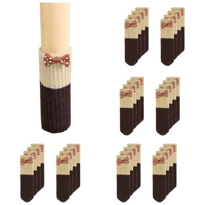 32Pcs Chair Leg Floor Protectors Knitted Furniture Foot Covers Non-Slip Wear-Resistant Noise Reduction Chair Cover Cap Solid Color Set - color: Style 6-bow Tie