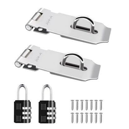 2Pcs Door Locks Hasp Latch,3 Inch 304 Stainless Steel Safety Packlock Clasp Hasp Lock Latch,Hinge Lock Padlock with Screws for Gates,Doors,Cabinets, Closets and More - style: 3INCH with CODE LOCK