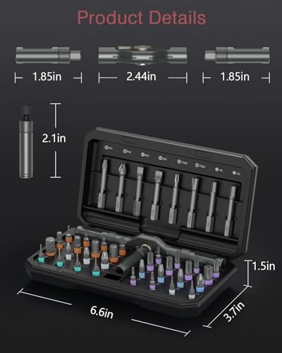 LOFICOPER 42 in 1 Magnetic Screwdriver Set, Ratchet Screwdriver Set with Detachable T Handle, Professional Repair Tool Kit for Christmas, Electronics, Furniture, Household DIY Projects - color: Black