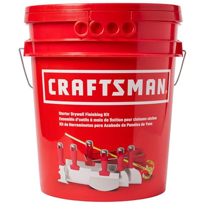 CRAFTSMAN Drywall Hand Tool Kit w/Bucket | 4 & 6-Inch Joint Knives, 8 & 12-Inch Taping Knives, 9-in-1 Multi Tool, Bucket Scoop, Mixer, Mud Pans | Taping, Finishing, Drywall Repairs