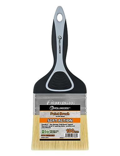 ROLLINGDOG 4 Inch Paint Brush -Soft Paint Brush for Smooth Surfaces,Wall Paint,Ceiling,Blinds,Large Surface Areas(100mm) - color: Soft Paint Brush 100mm