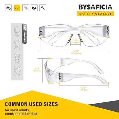 Clear Safety Glasses Bulk Pack of 24, UV Protection and Impact Resistant Lens, Safety Goggles for Men Women, Protective Eyewear with ANSI Z87.1 for Outdoor Work, Construction, Industrial Work, Lab