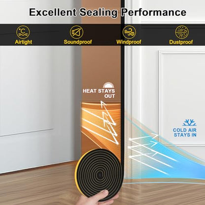Foam Tape Weather Stripping, 1/2 in x 1/2 in x 6.5Ft Black Self Adhesive Weather Strips, Tool-Free for Tiny Local Medium Gap Sealing - color: Black, size: 1/2 In x 1/2 In x 6.5Ft