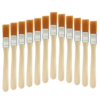 12 Pcs Soft Bristle Paint Brush, 5 Inch Wood Handle Trim Painting Tool Small Paint Brushes, Edge Painting Tool for Walls/Touch Up/Cabinets/Fences（White） - color: White