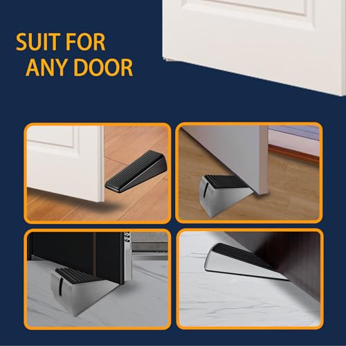 Door Stopper for Bottom of Door, Heavy Duty Door Stop Wedge Made of Premium Quality Zinc and Rubber Suits Any Heavy Door Any Smooth Floor - size: Silver-2 Pack Standard