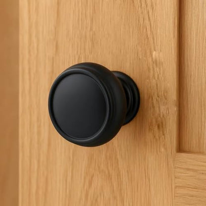 10 Pack Matte Black Cabinet Knobs, 1-1/4 Inch Modern Furniture Hardware Zinc Alloy Knob, Single Hole Hardware for Kitchen Cabinet, Dresser Knob, Drawer Knobs - color: Matte Black