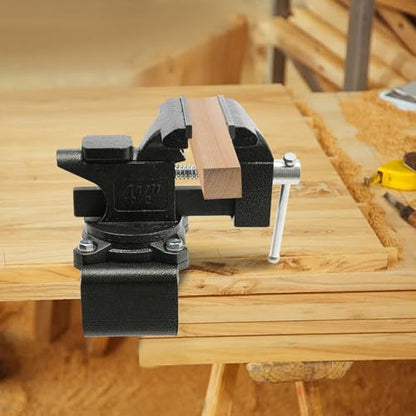 Bench Vise, 4.5"/6" Heavy Duty Cast Iron Workbench Vise with Anvil, 2-in-1 270-Degree Swivel Multipurpose Vise, Table Clamp for Woodworking Drilling, Pipe Cutting, Welding and DIY (4.5in) - size: 4.5in