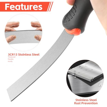 Drywall Knife Set, 10 Pcs Stainless Steel Drywall Hand Tool Kit Includes Putty knife, Taping knife, Painter Scraper Tool & Mud Pan for Joint Taping, Finishing, Patching on Wallpaper