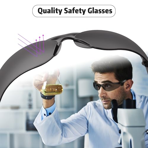Salfboy Tinted Safety Glasses Bulk of 10 ANSI Z87.1 Protective Eyewear Scratch-Resistant for Work, Lab, Construction - color: 10 Grey