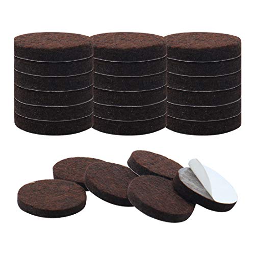 uxcell 24pcs Furniture Pads Round 1 1/2" Dia Self-stick Non-slip Anti-scratch Felt Pads Floors Protector Dark Brown