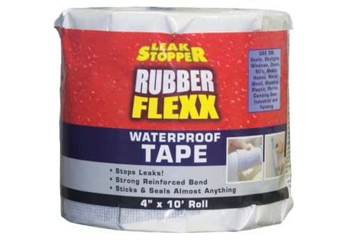 Leak Stopper Rubber Flexx Waterproof Tape |4 in x 10 ft| Repair Material to Seal and Fix Leaks, Roofs, Gutters, Windows & More! | Incredible Adhesion w/Durability and Toughness | 1 Pack White - size: 4 x 10 Roll
