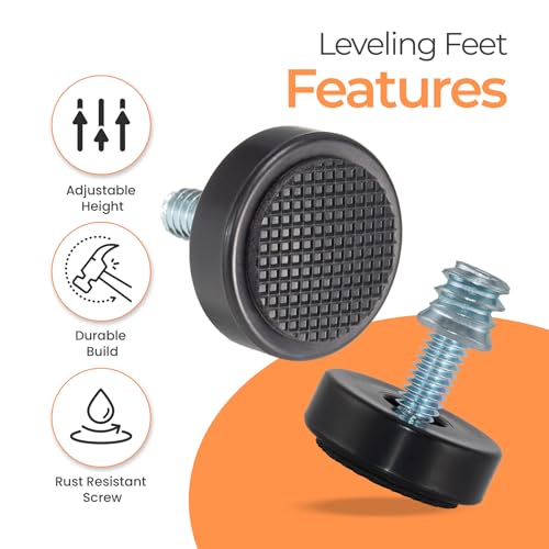 NEWBYTEK M6 Adjustable Furniture Leveler, 12 Pack Rubber Leveling Feet Screws in Threaded, Feet Levelers Screw On Furniture Glide Leveling for Table, Chair, Furniture Legs (with Insert nut) - size: Metric M6 | Install Kit (With Nut)
