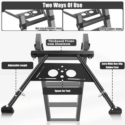 Ladder Stabilizer, Extended Ladder Stabilizer for Roof Gutter, Wall Ladder Standoff, Aviation Grade Aluminium Ladder Accessory Safety Stability Easy Use, Adjustable Length 17-29"