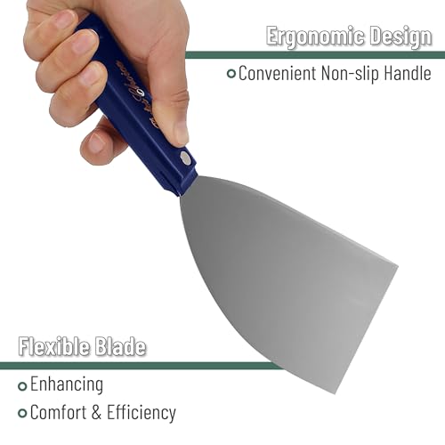 Bates- Putty Knife, 6-Inch, Carbon Steel, Flexible, Metal Scraper, Spackle Knife, Drywall Spackle, Metal Paint Scraper Tool, Putty Knife Scraper, Wall Scraper - color: Navy Blue, size: 6 Inch
