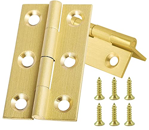 8 Pcs Solid Brass Hinges, Jewelry Box Hinges, Small Hinges with Screws, Suitable for Jewelry Chest, Wood Box, Toolbox and Cabinet, 1.5 inch - size: 1.5 Inch