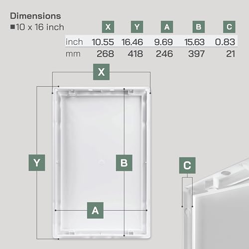 Vent Systems White ABS Plastic Access Panel 10 x 16 Inch (Cut-Out) - Access Door for Drywall, Wall, Ceiling - Electrical, Plumbing Service Wall Hole Cover - Inspection Door - 11 x 16.5 Inch (Outer) - size: 10 X 16 Inch / 250 X 400 Mm
