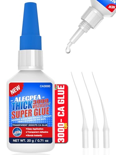 20g Thick CA Glue (3000 CPS), Instant Clear Cyanoacrylate Glue for Wood, Glass, Metal, Paper, Leather, Plastic, Ceramic, Rubber, Jewelry, Woodworking, Hobby Models, and Craft Project - size: Clear/3000CPS