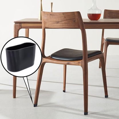 Geesatis 1.3" X 0.6" Oval Chair Leg Caps, PVC Table Chair Leg Cover, Hardwood Floor Protector, Double Thickness, Black, PVC, Rectangle,8 Pack - size: 1.3 x 0.6 inch - Black