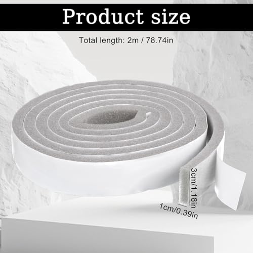 Weather Stripping Door Seal Strip, Self Adhesive Foam Tape Weatherstrip, Door Soundproofing Weatherproof Insulation Closed Cell Tape for Doors, Windows, Air Conditioners (1.2"x 0.4"x 2.18 Ft, Grey)
