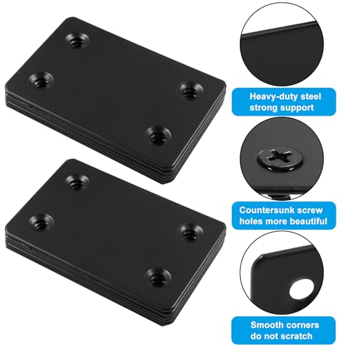 20 Pcs Metal Flat Straight Brace Bracket 2.36 x 1.5 Inch (L x W) Mending Plates Fixing Corner Brace with Screws for Furniture Repair (Black,4 Holes) - size: 20Pcs 2.36 x 1.5 Inch ,4 Holes