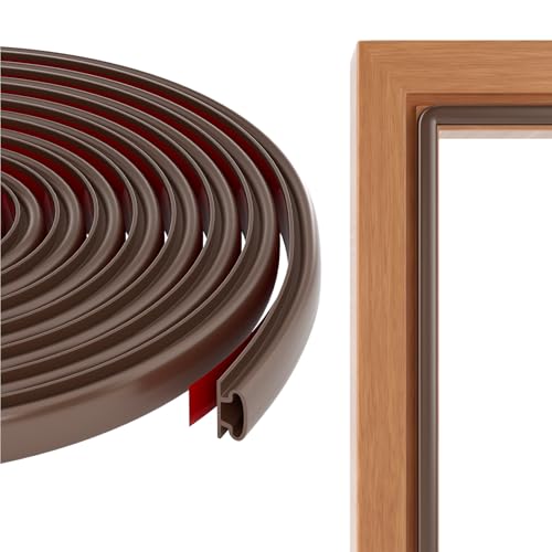 Weather Stripping Door Seal Strip, Self-Adhesive Door Weather Stripping Strip, Soundproof D Shape Waterproof Weatherstripping for Door Frame Windows Insulation - color: Brown, size: 23ft