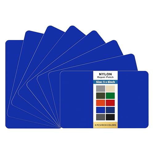 KING MOUNTAIN Self Adhesive Nylon Fabric Repair Patch, 5×8 Inches 8 Pcs, Quick Down Jacket Repair Patch, Waterproof Outdoor Gear Patch Kit for Tent,Backpacks,Umbrella, Gloves, Sleeping Bag (Blue) - color: Blue, size: Nylon-5"w×8"l