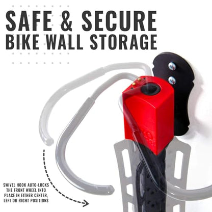 PRO BIKE TOOL Swivel Bike Rack - 2 Pack Indoor Wall Mount for Bicycles in Home and Garage - Vertical Hanging Rack for Space-Saving Storage - Secure Hook for MTB, Road, Hybrid and Kids Bikes - size: pack of 2
